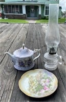 Oil Lamp, Hand Painted China