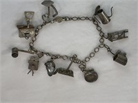 Sterling Silver Charm Bracelet -Marked