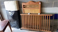 Oak leaf carved baby crib w/ mattress