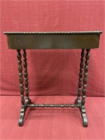 Fruitwood single drawer sewing table on turned