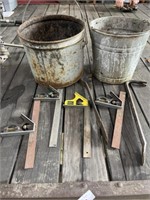 Galvanized Buckets, Pry Bars and Squares
