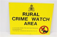 12" Older Rural Crime Watch Area Metal Sign