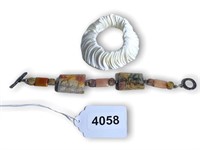 Shell & Earth Stone Bracelet Lot