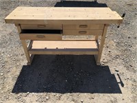Wood Work Bench, Approx. 60" L x 20" D x 34" H