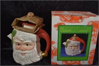 New In Box Ceramic Santa Face Tea Pot
