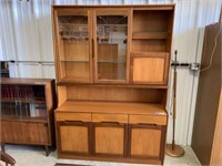 2 PC MID CENTURY CABINET WITH BEVELELED