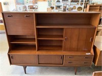 MID CENTURY HIGHBOARD WITH DROP FRONT, 3