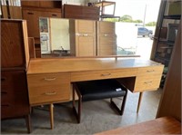 MID CENTURY STAG DRESSING TABLE & MIRROR