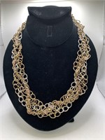 DUAL TONE CHAIN & BEAD NECKLACE