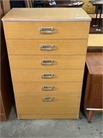 MID CENTURY CHEST OF DRAWERS ON ROLLERS