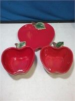 Three-piece Apple set plate and two bowls