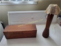 Wooden cheese box and wooden thread spool