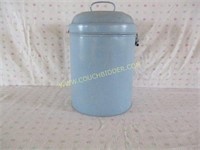 Blue cannister with hinged lid