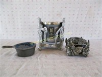 Cast metal candle holders (3)