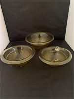 Amber Glass Nesting Mixing Bowls x3