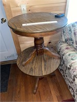 2 round wood End tables