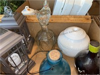 Glass decanter, battery candle lanterns and more