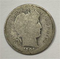 1904-S Barber Silver Dime About Good AG