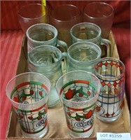 9 COCA-COLA & 1 PEPSI-COLA DRINKING GLASSES