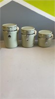 Set of 3 airtight sage green ceramic kitchen