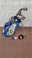 Golf clubs with Ping bag