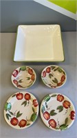 Apple patterned bowls and plates. 2 bowls. 2