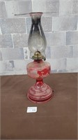 antique oil lamp (red colour to it)