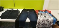 4 skirts, 1 jeans, denim Capri, 1 shirt, 4