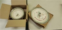 Set of 4 Christmas plates and bowls.  Very