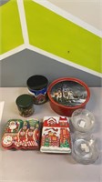 Christmas tins and cookie containers and other