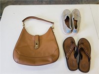 Authentic Coach purse with 2 pair of sandals