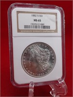1882-S Morgan Dollar NGC Graded MS-65