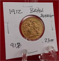 1912 - British Sovereign .23 oz. Gold