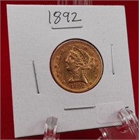 1892 - $5 Gold Piece
