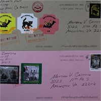 US Stamps 5 Covers with private post stamps, scarc