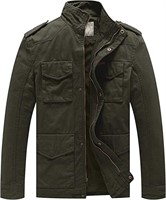 Size : L- WenVen Men's Windbreaker Field Jacket