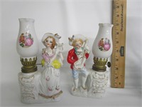 Hand Painted Pacific Japan Ceramic Oil Lamps