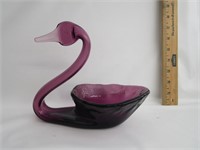 Vintage Amethyst Glass Trinket/Candy Dish Swan