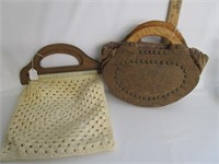Vintage Knitted Purse,With Sewing Basket