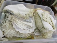 Tote Full Of Doilies,Cloth Napkins,Table Cloths