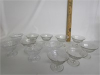 Crackled Glass Desert Cups.Federal Sunde Glasses