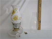 Vintage Milk Glass Oil Lamp With Globe