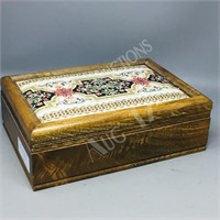 wood jewelry box w/ contents