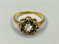9k (marked 375) ring with topaz stones - size 7