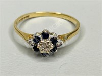9k (375) ring w/ sapphires & diamonds - size 7