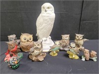10 ceramic owl figures.  Box lot