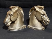 Weighted metal horse head bookends, approx 5"
