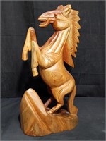 Carved wood horse figure