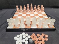 Marble game board - chess, checkers, & backgammon