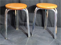 Pair of contemporary chrome stools